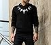 Mens Black Pullover Hoodie Sweatshirt | Panther Necklace Logo, L