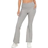 HDE Women's Fold Over Yoga Pants with Pockets High Waist Flare Workout Leggings