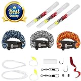 3-pack Survival Bracelets (Size: Small) with Built-in Fire Starter, Fishing Kit, 550 Paracord, Rescue Whistle, Tinder, and Cutting Knife