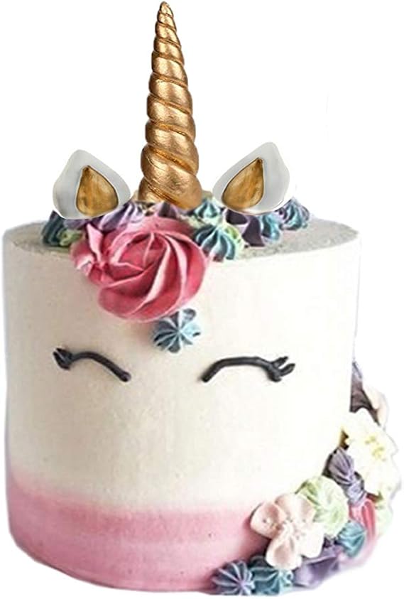 GmakCeder Unicorn Cake Topper, Reusable Unicorn Horn, Ears
