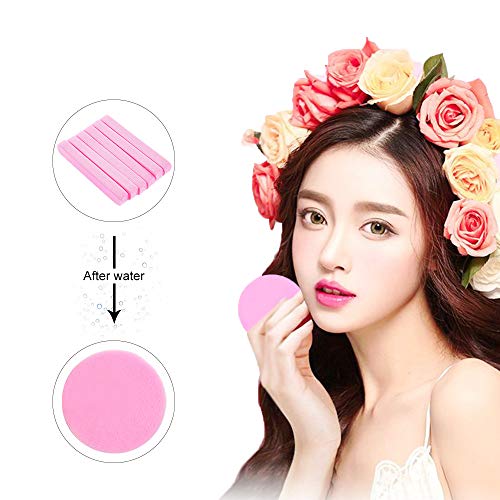 Compressed Facial Sponges,Facial Cleansing Sponge,Beauty Makeup Round Facial Wash Pads Cosmetic Face Exfoliating for Women (60 Pcs, Pink)