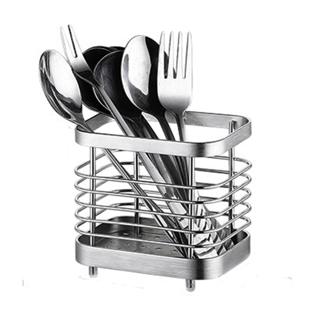 箸立て はしたて 箸置き 箸入れ スプーンラック フォーク収納 キッチンツールスタンド カトラリースタンド キッチン用品 省スペース (Sサイズ銀色)