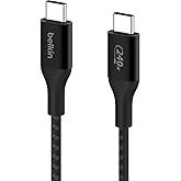 Belkin USB C to USB C Cable, 6.6ft, 240W - Type C Charger, iPhone Charger Cord, Fast Charging for iPhone 16, Galaxy S25, Pixe