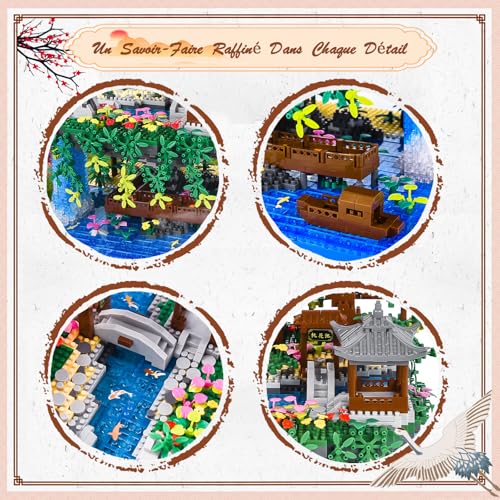 Charmofun 3320pcs Mini Building Blocks, DIY Model with LED Light, Creative STEM Toys Model Architecture Set Garden Plants, Micro Blocks Christmas Gift for Children Adults