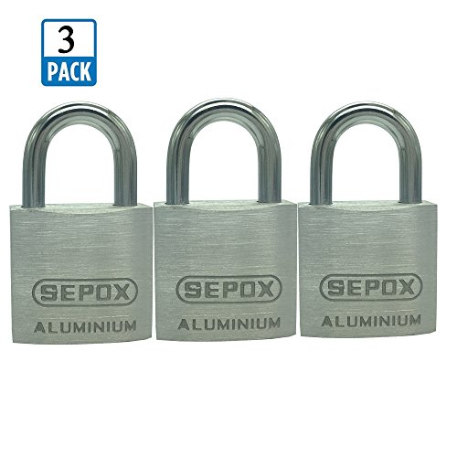 Sepox 30mm aluminum alloy keyed alike padlock 3 pack