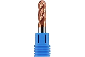 Zorqon 3/8" Carbide Ball Nose End Mills, TISIN Coated, 4 Flute, End Mill Bits for Alloy Steels and Hardened Steels, 3/8" Cutting Diameter