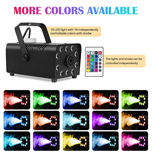 GEJRIO Fog Machine, 500W Smoke Machine with 16 Color Controllable