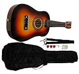 Mini Kids Acoustic Toy Guitar Kit Gig Bag + Picks + Strap + Tuner (Sunburst)