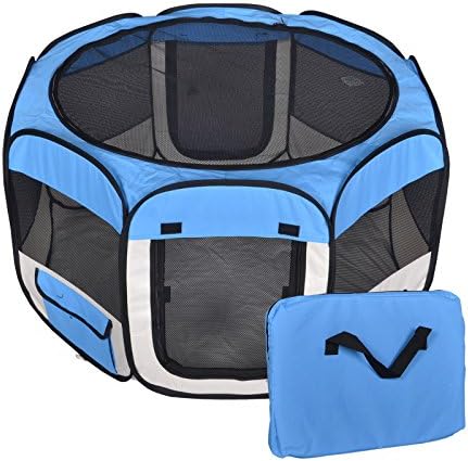 Pet Travel, Indoor or Outdoor Dog Cat Puppies Kitten Play YardBlueLarge by mpet