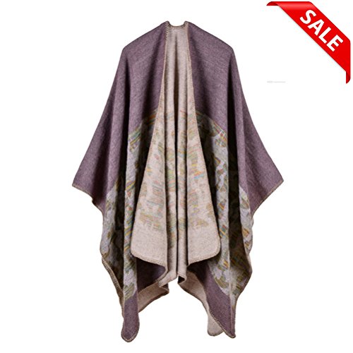 Jelinda Women Blanket Shawl Wrap Poncho Cape Winter Large Warm Camouflage Scarf (one size, light purple)