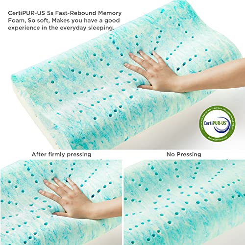 Bedsure Memory Foam Pillow Neck Contour Cervical Orthopedic Pillow for Neck Pain with Cooling