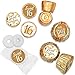White and Gold Sweet 16 Birthday Party Favor Chocolate Kisses Candy Stickers, Sweet Sixteen Stickers - 180 Count