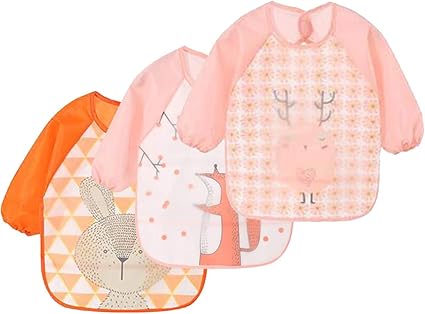Novago Lot De 3 Bavoirs Tablier Resistant A L Eau A Manches Longues Tablier De Repas De Jeu De Peinture Pour Les Enfants De 6 A 36 Mois 3 Pcs 1 Amazon Fr Cuisine Maison