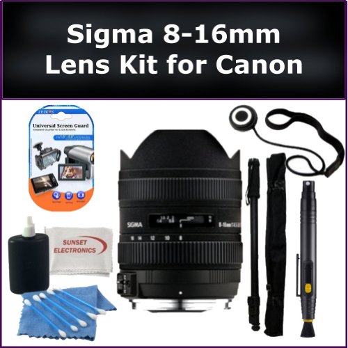 Sigma 8 16mm F4.5 5.6 DC HSM Ultra Wide Zoom Lens Kit for Canon EOS