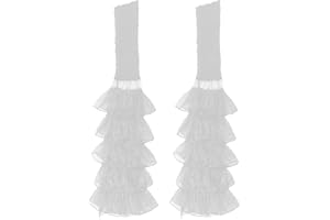 Baluue Lace Thigh High Stockings with Ruffle Edge, Sheer Knee High Leg Warmers for Women, White Lace