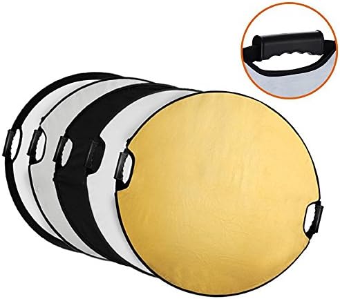 Abaige 5-in-1 Handle 24inch / 60cm Round Reflector with Grip for Photography Photo Studio Lighting &amp; Outdoor Lighting