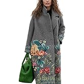 TIAFORD Women's Winter Lapel Wool Blend Trench Pea Coat Casual Single Breasted Oversized Warm Overcoat Jacket with Pockets