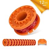 GAVAER Replacement Spool Compatible with Worx Trimmer line spools,10ft 0.065" Replacement Autofeed Spool for Worx Trimmer WA0004,WA0010,13-Pack Worx Replacement spools (12 Spools,1 Spool Cap)
