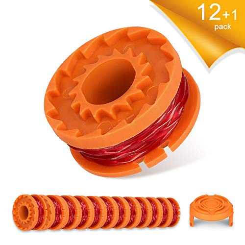 GAVAER Replacement Spool Compatible with Worx Trimmer line spools,10ft 0.065" Replacement Autofeed Spool for Worx Trimmer WA0004,WA0010,13-Pack Worx Replacement spools (12 Spools,1 Spool Cap)