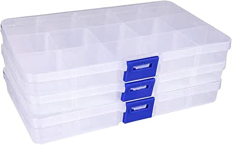 N\O 3 PCS Ajustable Caja de Almacenamiento de Plástico, Transparente