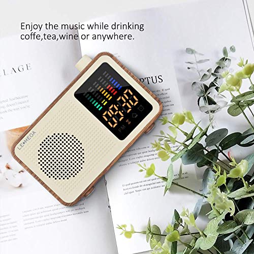 Portable Bluetooth Speaker Vintage Retro Style Wood Grain Bluetooth 4.1 Wireless Speaker with FM Radio Alarm Clock AUX Input Support TF Card (Walnut)