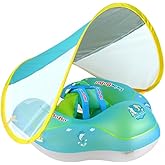 PandaEar Baby Pool Float with Canopy, Inflatable Kids Pool Float with UPF50+ Sun Protection for 3 Month+, Size Large