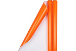 JAM PAPER Gift Wrap - Glossy Wrapping Paper - 25 Sq Ft - Orange - 2/Pack