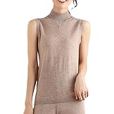G Guzemor Women’s 100% Merino Wool Mock Neck Tops Sleeveless Turtleneck Tank Tops Pullover Knit Slim Fit Casual Sweater Vest
