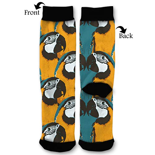 Art Macaw Men Women's Casual Cotton Crazy Crew Socks Athletic Long Stocking