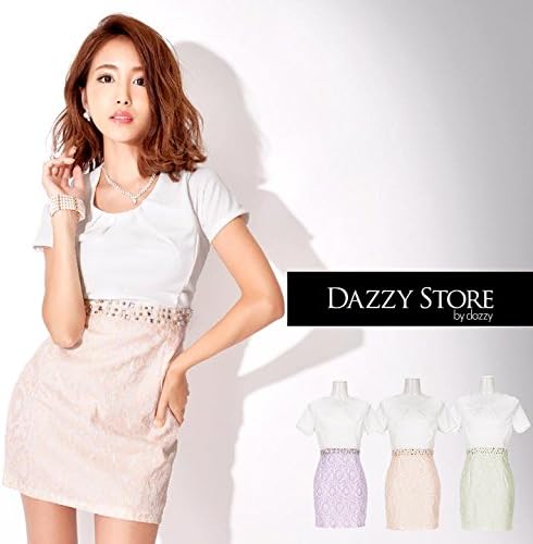 Amazon Co Jp ノーブランド品 バイカラーレースノーカラー袖付きタイトミニドレス ワンピ 森暖奈着用 レディース 2 ラベンダー 服 ファッション小物