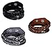 Velvet and Rhinestone Wrap Around Bracelets - 3 Pack (Black/Coffee/Gray)