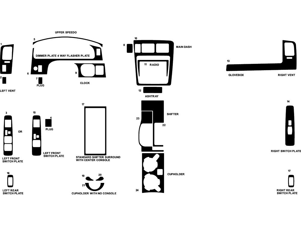 Rdash Dash Kit Decal Trim for Toyota Tacoma 2001-2004 - Carbon Fiber 4D (Silver)