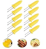 Fashionclubs Corn On The Cob Holders Set For Skewers BBQ Twin Prong Sweetcorn Holder Fork Kitchen Tool -10 Pcs
