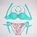 JingQi Womens Push Up Diamond Decorated Beach Bandeau Bikini (Medium, Blue)