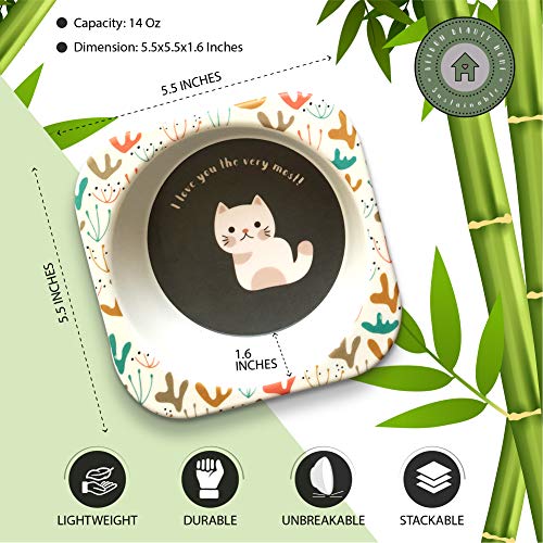 BeeBon Beauty Home Bamboo Bowls for Kids, Super Cute Easy to Clean