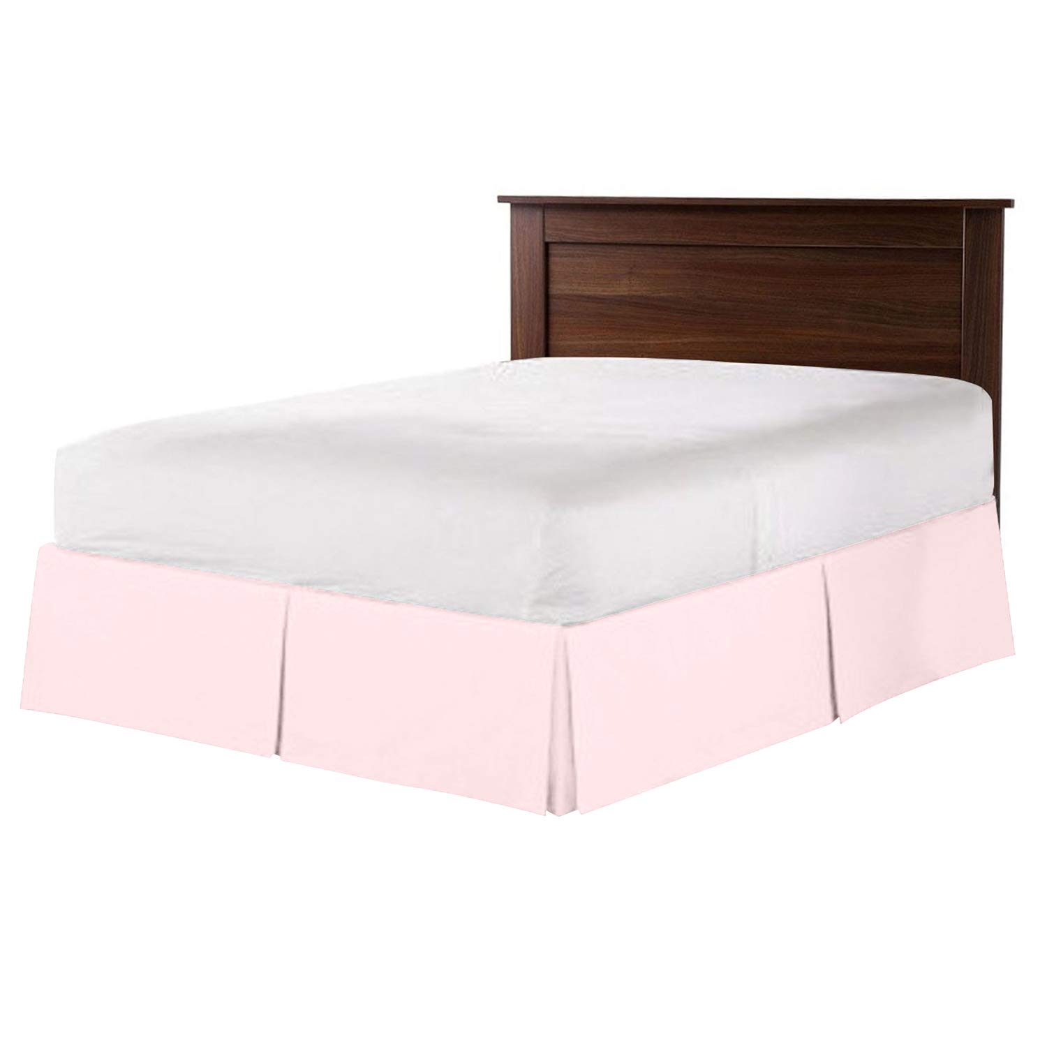 Photo 1 of 100% Cotton 800 Thread Count Box Pleated Bed Skirt - Luxury Pleated Dust Ruffle, Hotel Quality Modern Bed Skirt, Easy Fit with 15 Inch Tailored Drop, Twin, Pink