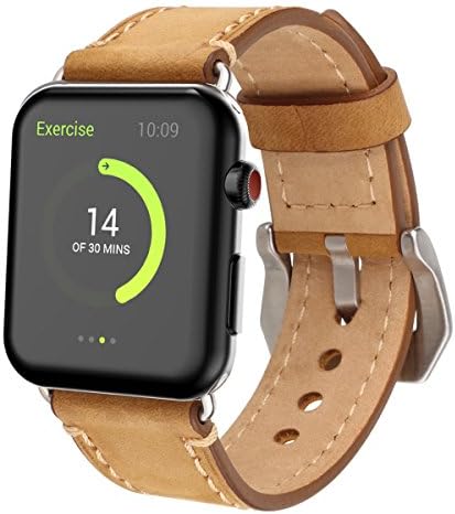 Apple Watch Band, Cowhide Genuine Leather iwatch Replacement Strap for Apple Watch Band 42mm Series 2 & Series 1 iWatch Band Sport Edition(42mm light brown)