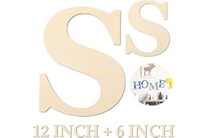 HEKOOLA Large Wooden Letters 12 inch Wood Letters for Crafts Projects Small Wooden Letters 6 inch for Wall Decor Home Decor Birthday Party Wedding Decorations Unfinished Wood Crafts to Paint (Wooden Letter S)