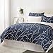 Bedsure King Comforter Sets - 7 Pieces Floral Navy Blue Bed Set, Tree Branch Pattern Printed Bed in a Bag King with Comforter, Sheets, Pillowcases & Shams