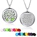Mtlee Aromatherapy Essential Oil Diffuser Necklace Locket Pendant Stainless Steel Perfume Necklace with 16 Refill Pads and 24 inch Adjustable Chain (Tree)