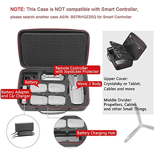 RLSOCO-Reise-Tragetasche-kompatibel-mit-DJI-Mavic-2-ProZoom-Fly-More-Kit-passt-fuer-volles-Mavic-2-Zubehoer-Fernbedienung-5-x-Batterien-Ladegeraet-Hub-Propeller-kann-Schloss-hinzufuegen