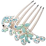 Womdee(TM) Retro Vintage Fashion Antique Bronze Colorfull Rhinestone Elegant Peacock Tuck Comb Hair Clip-Blue With Womdee Accessory