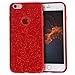 MATEPROX Compatible with iPhone 6s Case Compatible with iPhone 6 Case Glitter Slim Bling Crystal Clear 3 Layer Hybrid Protective Case(Red)