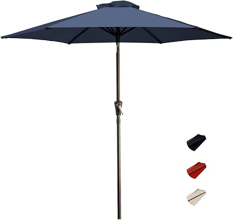 Blissun 7 5 Ft Patio Umbrella Yard Umbrella Push Button Tilt Crank Red Patio Furniture Accessories Umbrellas Shade
