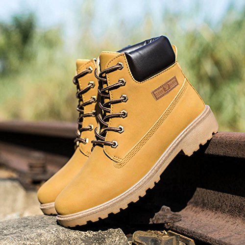 Gyoume Men Calf Boots Winter Lace Up Boots Shoes Male Ankle Boots Dress Shoes Hiking Boots - Thumbnail 3