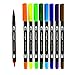 KINGART PRO Dual Twin-Tip Brush Pens, Set of 24 Unique & Vivid Colors, Watercolor Markers with Flexible Nylon Brush Tips, Professional Watercolor Pens for Painting, Drawing