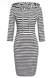 Halife Women's Elbow Sleeve Hooded Hoodies Dress with Kangaroo Pockets