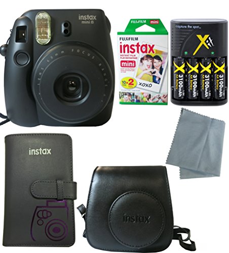 Fujifilm Instax Mini 8 Instant Film Camera 6 Pack Bundle (Black)