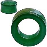 soscene Ear Gauges Center Hole Jade Organic Stone Ear Plugs Sold in Pairs