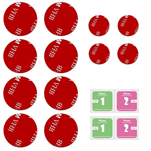 8 Pack Sticky Adhesive Compatible with Socket Base, PKYAA Double-Sided Replacement Tape for Collapsible Grip & Stand Back, 4pcs Sticker Pads for Car Magnetic Phone Holder